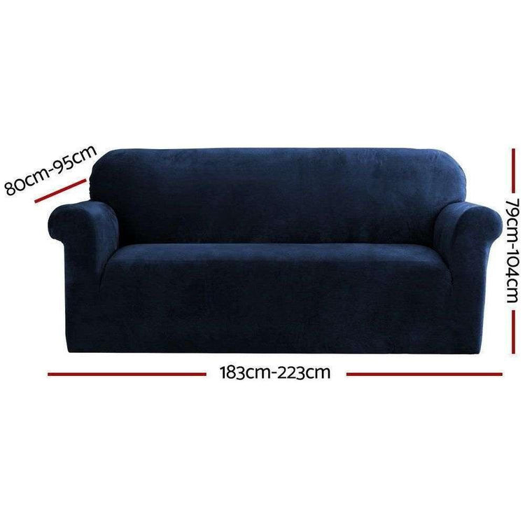 Artiss Sofa Cover Couch Covers 3 Seater Velvet Sapphire