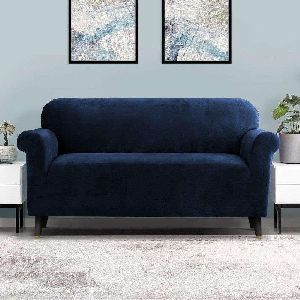 Artiss Sofa Cover Couch Covers 3 Seater Velvet Sapphire