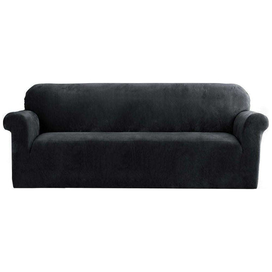 Artiss Sofa Cover Couch Covers 4 Seater Velvet Black