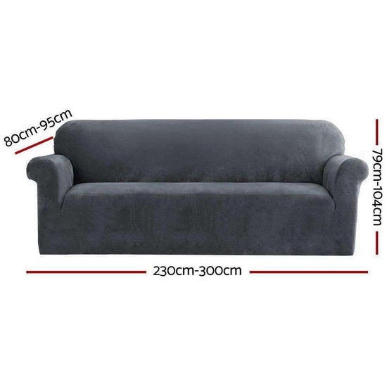 Artiss Sofa Cover Couch Covers 4 Seater Velvet Grey