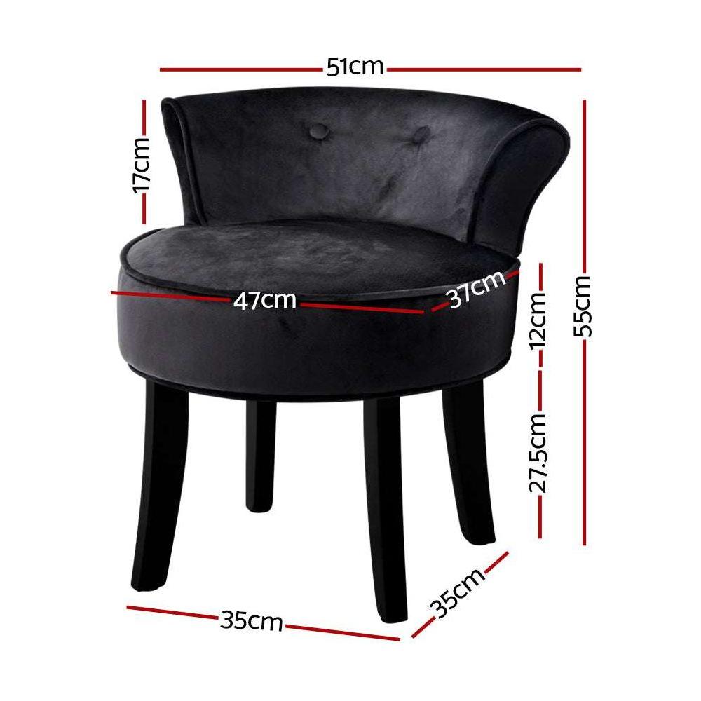 Artiss Vanity Stool Velvet Black Abella