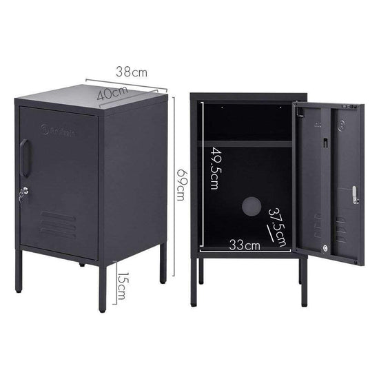 ArtissIn Bedside Table Metal Cabinet - MINI Black