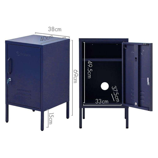 ArtissIn Bedside Table Metal Cabinet - MINI Blue