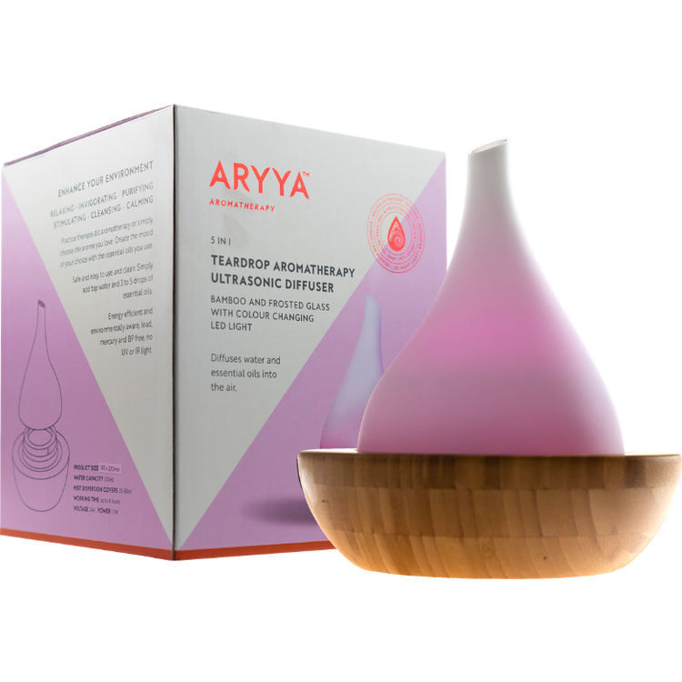 Aryya Aromatherapy Ultrasonic Bamboo Diffuser TEARDROP Enhance Your Environment - Magdasmall