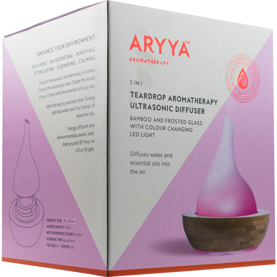 Aryya Aromatherapy Ultrasonic Bamboo Diffuser TEARDROP Enhance Your Environment - Magdasmall