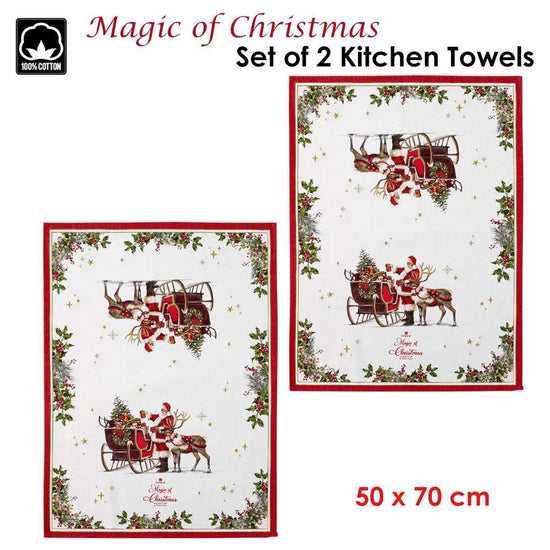 Ashdene Magic of Christmas by Richard Macneil Set of 2 Cotton Kitchen Towels 50 x 70 cm - Magdasmall