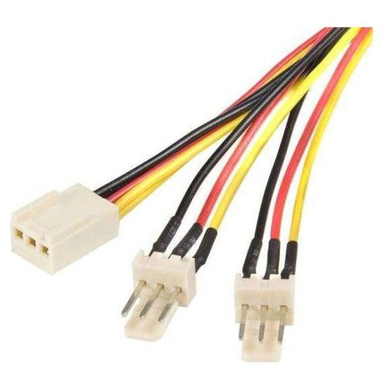 ASTROTEK Fan Power Cable 20cm - 2x3pin Male to 3 pins Female - for Computer PC Cooler Extension Connectors Black Sleeved