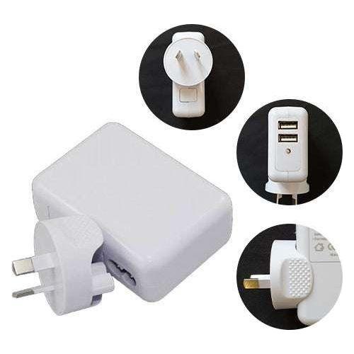 ASTROTEK USB Travel Wall Charger AU Power Adapter Plug 5V 2.1A 100V-240V 2 Ports White Colour for iPhone Samsung Smartphones & USB Devices CBAT-USB-P