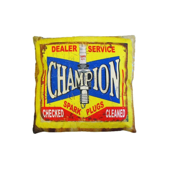 Australian Mancave Retro Cushion Champion Checked Cleaned 40 x 40 cm