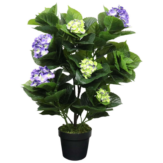 Artificial Hydrangea 74cm Potted (Mixed Purples and Yellows)