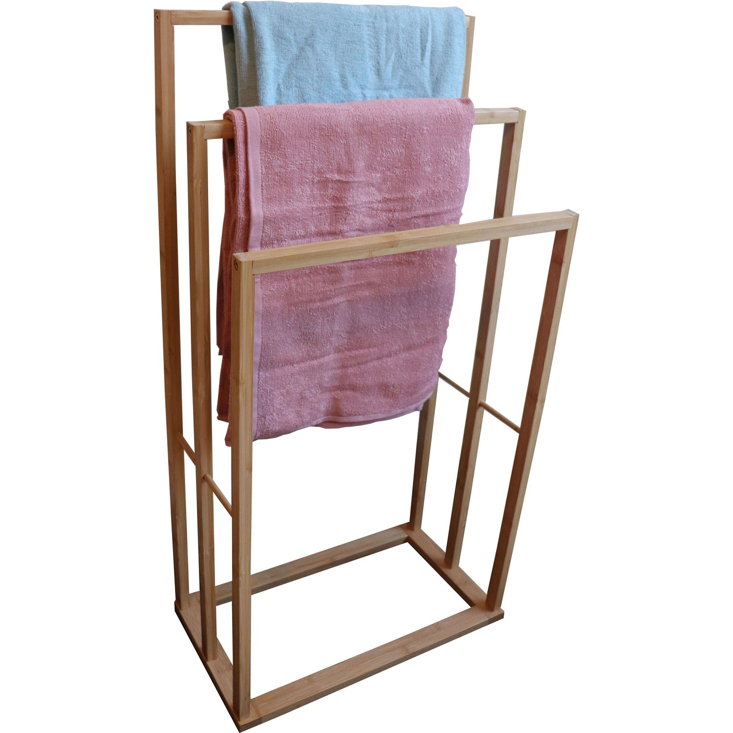 Bamboo Towel Bar Holder Rack 3-Tier Freestanding for Bathroom and Bedroom - Magdasmall