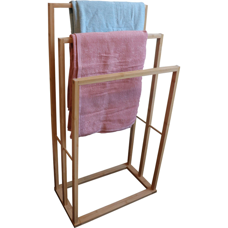 Bamboo Towel Bar Holder Rack 3-Tier Freestanding for Bathroom and Bedroom - Magdasmall