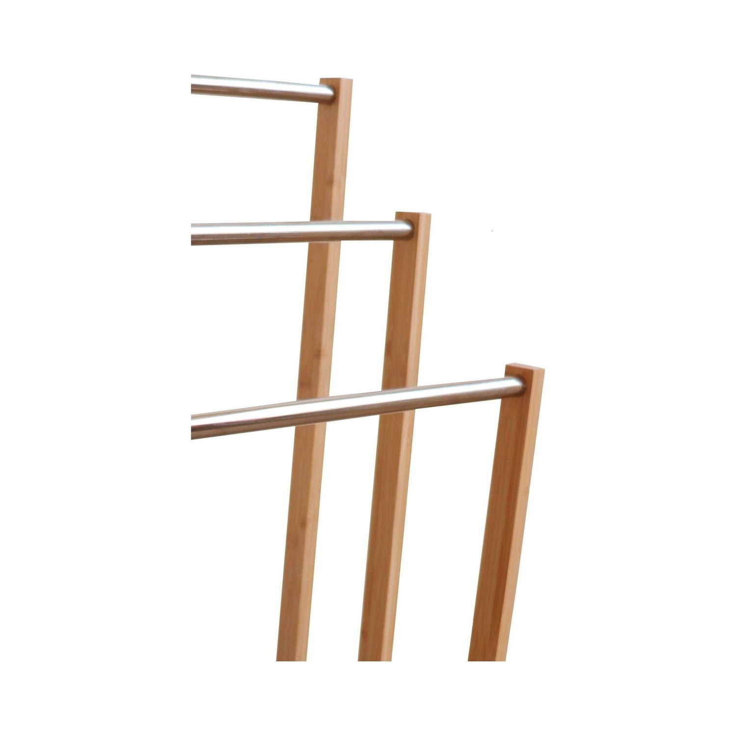 Bamboo Towel Bar Metal Holder Rack 3-Tier Freestanding for Bathroom and Bedroom - Magdasmall