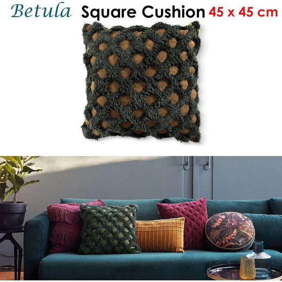 Bedding House Betula Green Filled Square Cushion