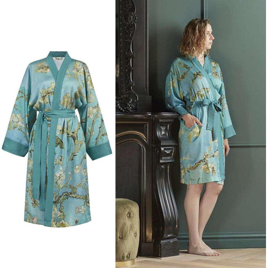 Bedding House Van Gogh Almond Blossom Blue Kimono Bath Robe Large/Extra Large