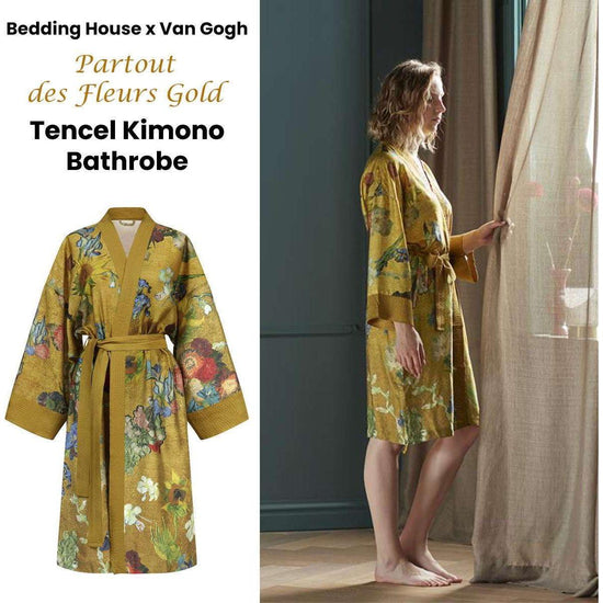 Bedding House Van Gogh Partout des Fleurs Gold Kimono Bath Robe Small/Medium - Magdasmall