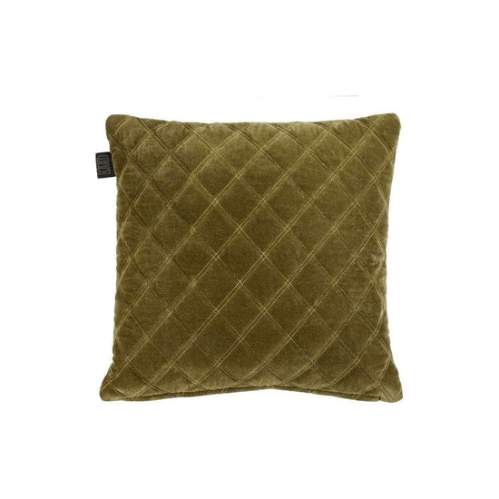 Bedding House Vercors Luxury Cotton Velvet Filled Square Cushion - Olive Green