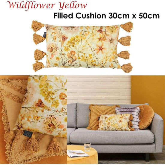 Bedding House Wildflower Yellow Filled Oblong Cushion