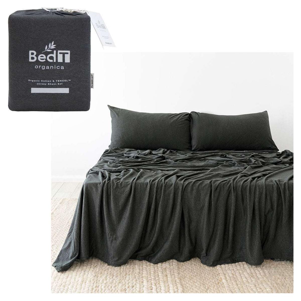 BedT Organica Jersey Cotton-Blend Sheet Set Charcoal Queen - Magdasmall