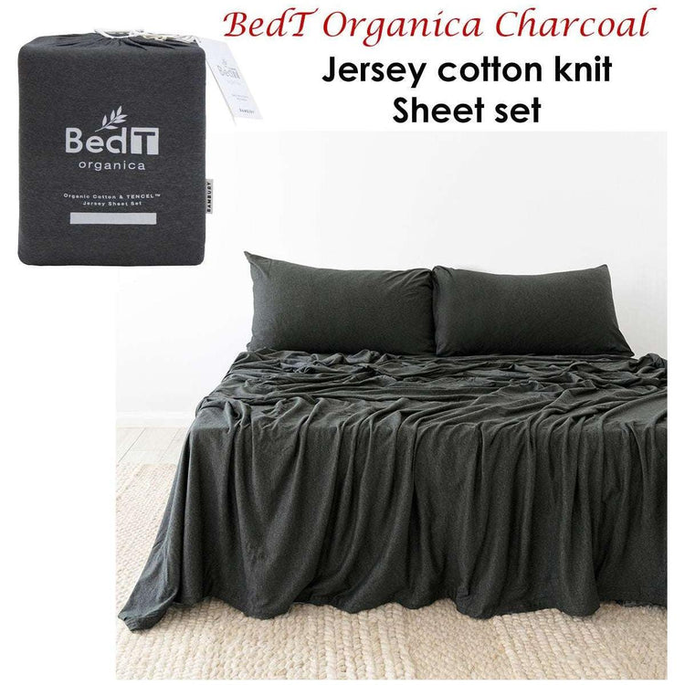 BedT Organica Jersey Cotton-Blend Sheet Set Charcoal Queen - Magdasmall