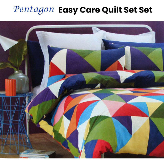 Belmondo Pentagon Triangles Easy Care Quilt Cover Set Queen