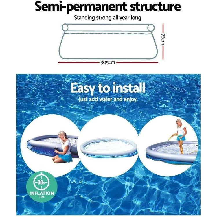 Bestway Above Ground Swimming Pool 305x76cm Fast Set Pool Family