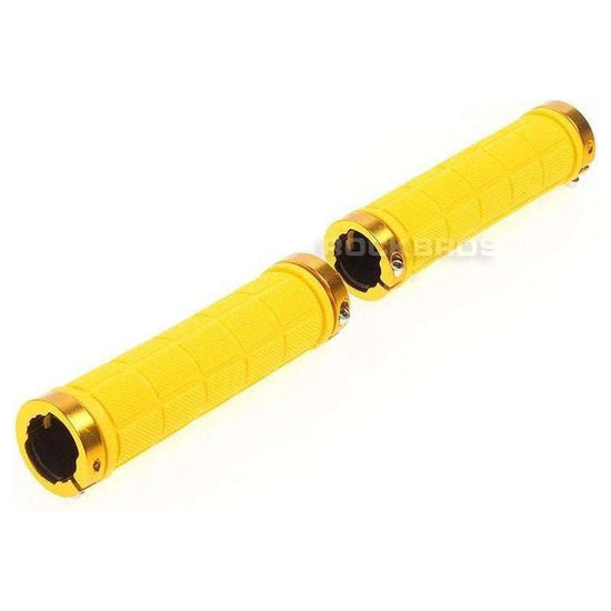 Bike Handlebar Grips MTB Mountain BMX Bike Bicycle Soft YELLOW Fixed Double Lock Screw Tight Grips - Easy Fit - Rockbros