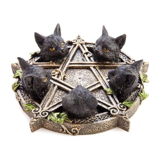 Black Cat Pentacle Incense Burner