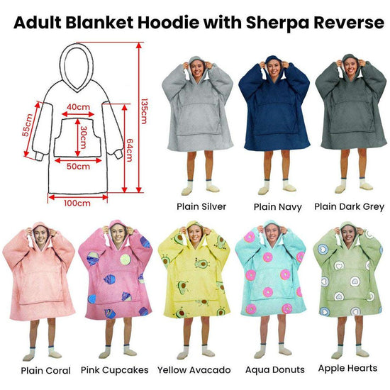 Blanket Hoodie with Sherpa Reverse Apple Hearts - Magdasmall