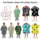 Blanket Hoodie with Sherpa Reverse Aqua Robots - Magdasmall