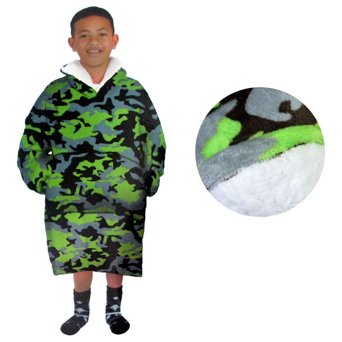 Blanket Hoodie with Sherpa Reverse Green Camouflage - Magdasmall