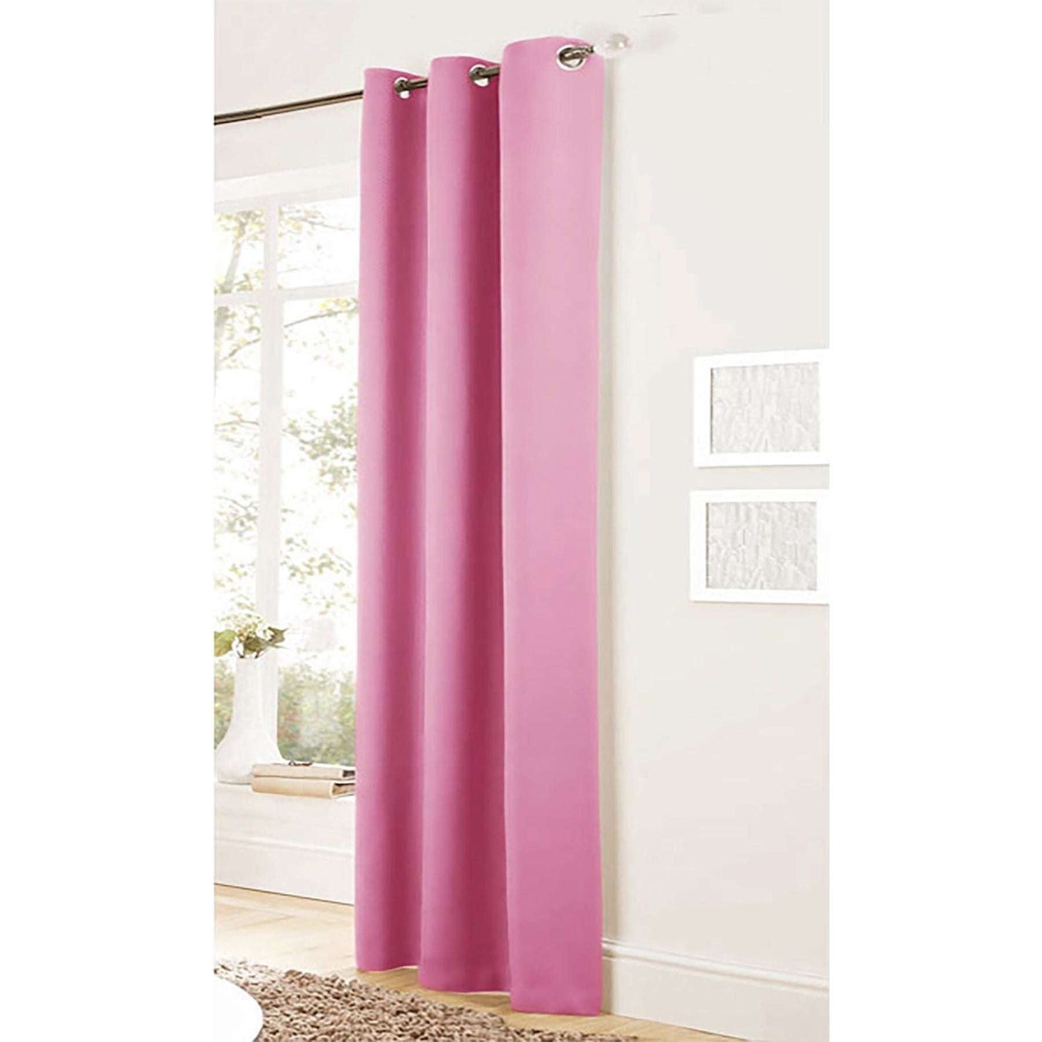 Bloomington One Panel of Easy Care Eyelet Curtains Pink 120 x 221 cm