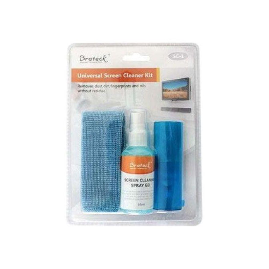 Brateck 3-In-1 Screen Cleaner Kit 1 x 60ml Screen Cleaner + 1 x 200x200mm Pearl Cloth + 1 x Soft Brush