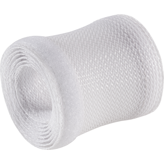 BRATECK Flexible Cable Wrap Sleeve with Hook and Loop Fastener Polyester-White