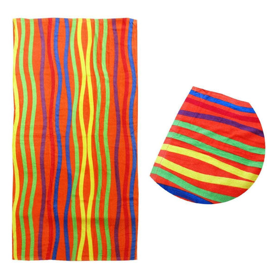 Bright Stripes Cotton Velour Printed Beach Towel - Magdasmall