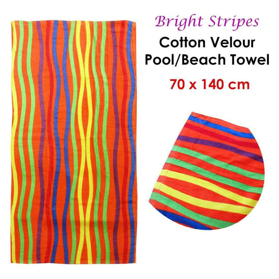 Bright Stripes Cotton Velour Printed Beach Towel - Magdasmall