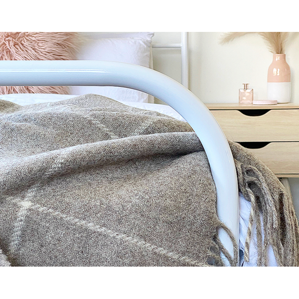 Brighton Throw - 100% NZ Wool - Beige Striped - Magdasmall