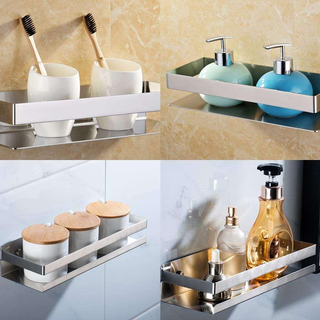 Brushed Bathroom Shower Shelf Kitchen Rack Storage Shelves Shampoo Holder Organizer - Magdasmall