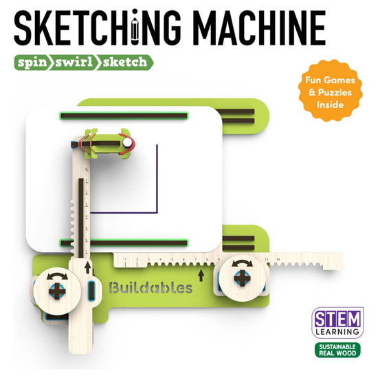 Buildables Sketching Machine - DIY STEM Kit for Kids to Learn Coordinate System and Interlocking Gears