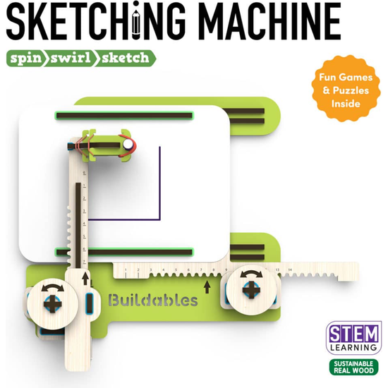 Buildables Sketching Machine - DIY STEM Kit for Kids to Learn Coordinate System and Interlocking Gears