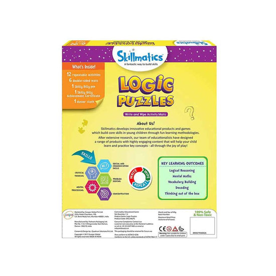 Skillmatics Logic Puzzle - Build Logic &amp; Problem Solving Skills in Children - Write &amp; Wipe Educational Games for Kids