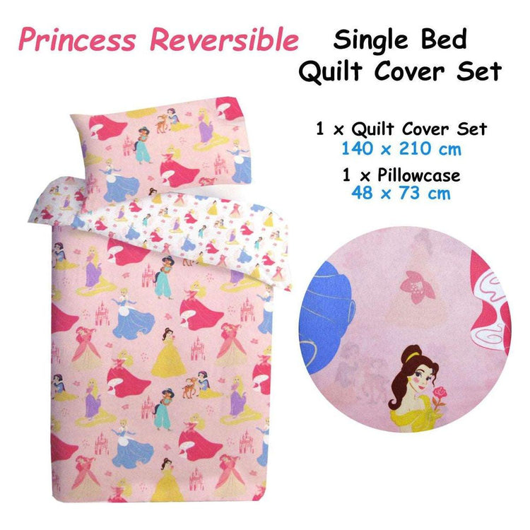 Caprice Disney Princess Reversible Licensed Quilt Cover Set Single