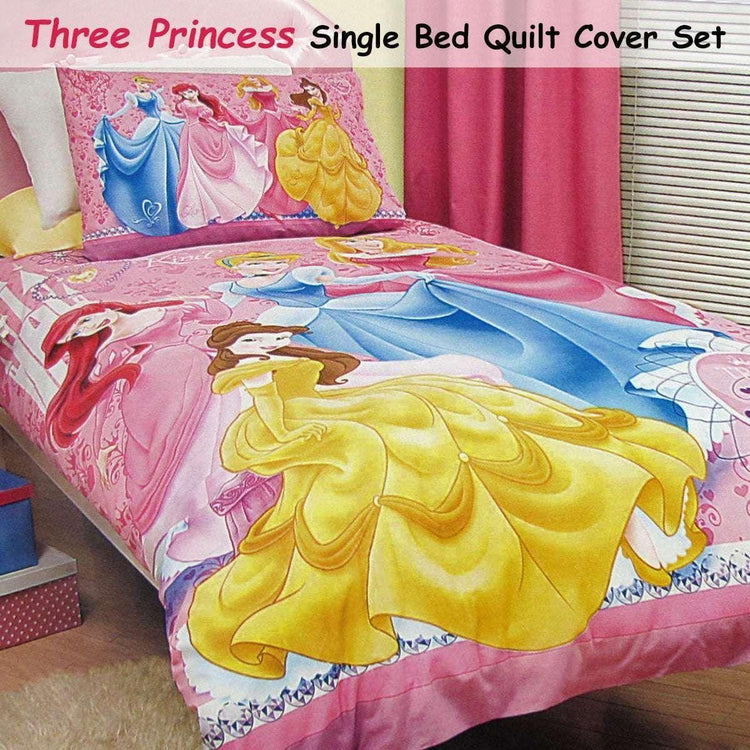 Caprice Disney Three Princesses Licensed Quilt Cover Set Single