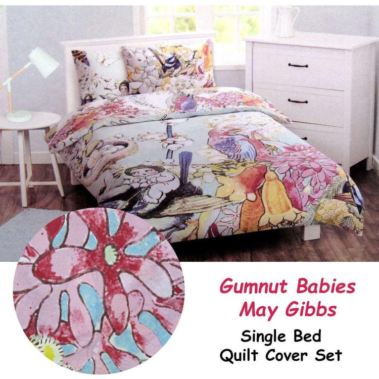 Caprice May Gibbs Gumnut Babies Licensed Quilt Cover Set Single