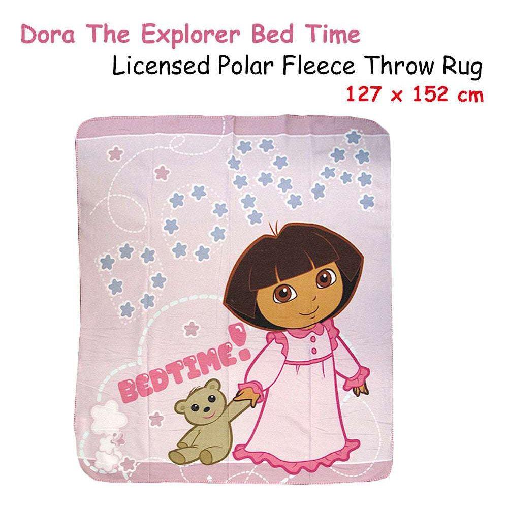 Caprice Polar Fleece Throw Rug Dora Explorer Bed Time 127 x 152 cm