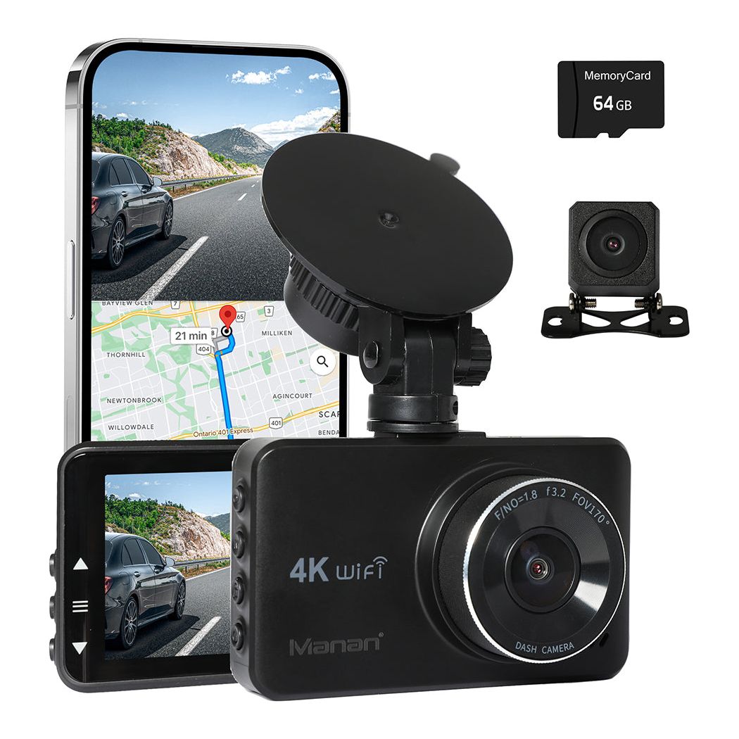 Manan 4K Car Dash Camera Front and Rear Dual Wifi GPS-1831592586662514688