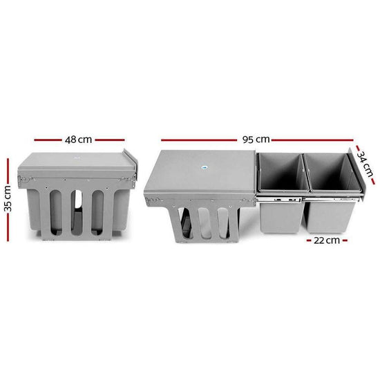 Cefito 2x15L Pull Out Bin - Grey - Magdasmall