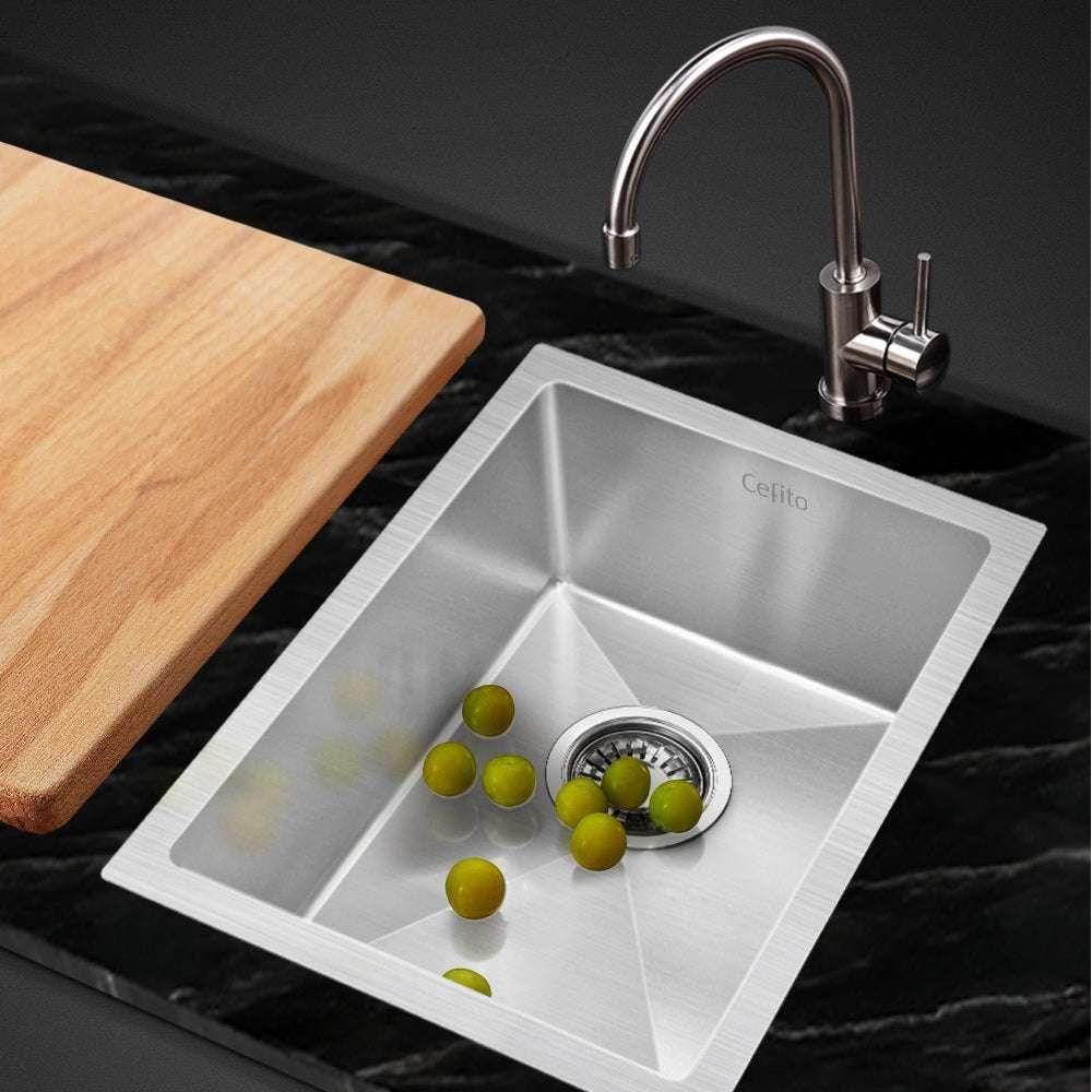 Cefito 34cm x 44cm Stainless Steel Kitchen Sink Under/Top/Flush Mount Silver