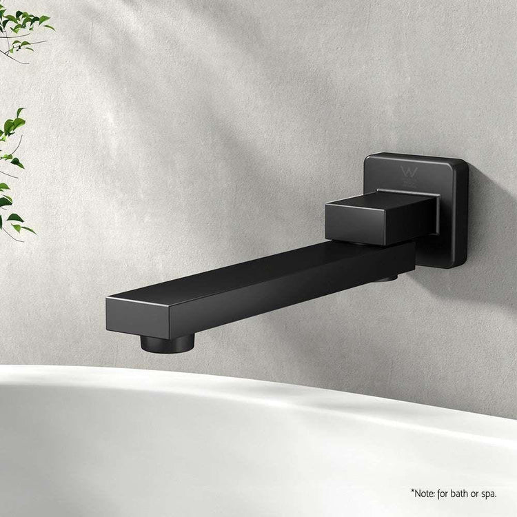 Cefito Bathroom Tap Wall Bath Spout 180 Swivel Bathtub Shower Mixer Square Black