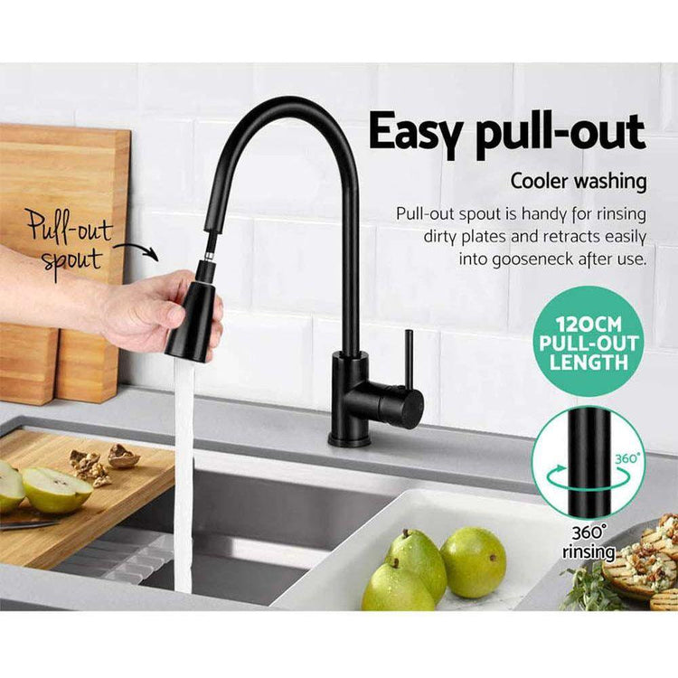 Cefito Pull-out Mixer Faucet Tap - Black - Magdasmall